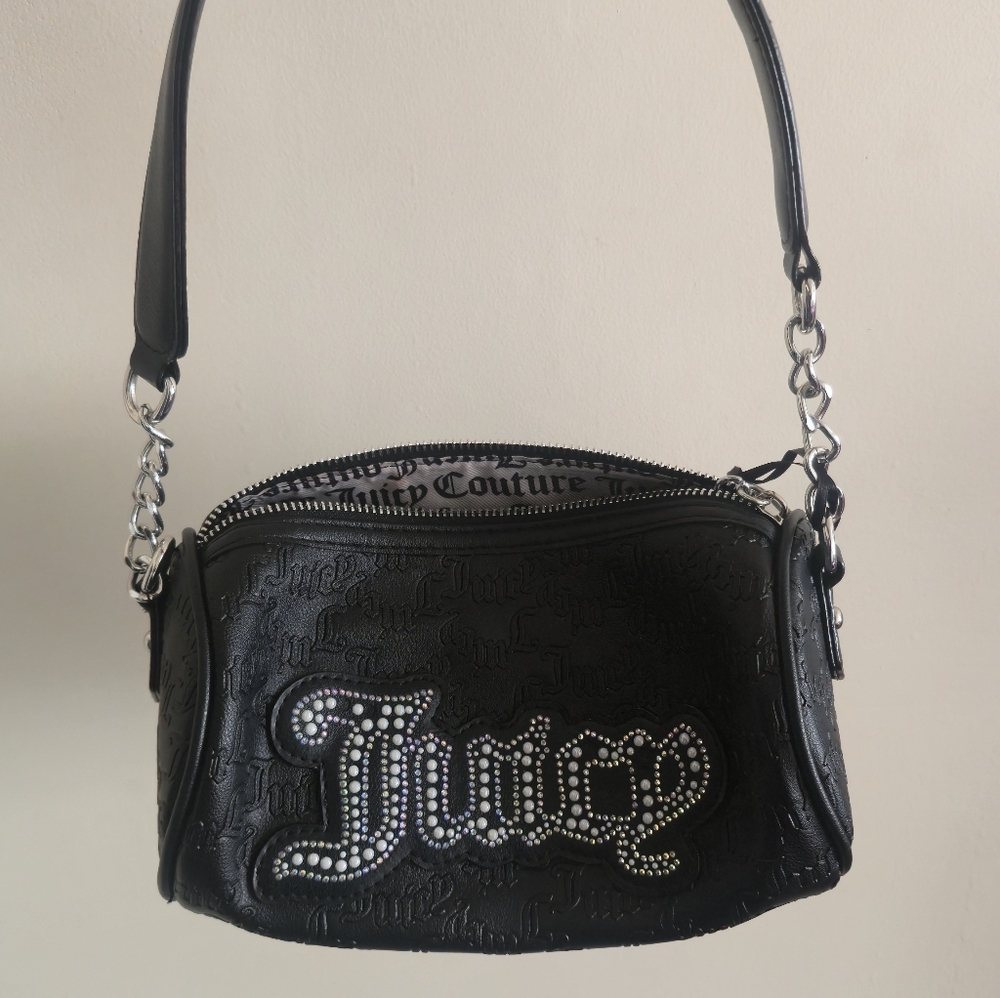 Y2K Vintage Juicy Couture Black Diamante Rhinestone Shoulder Bag